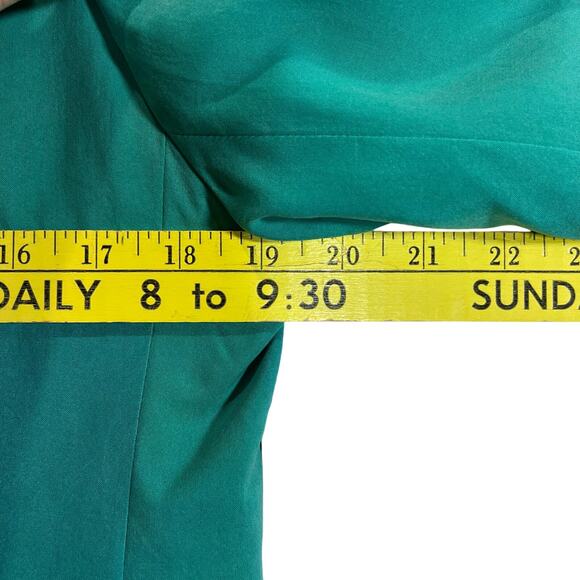 Talbots Vintage Size Size 10 Teal Pure Silk Woman’s 2 Piece Pant and Blazer Suit - Picture 10 of 16